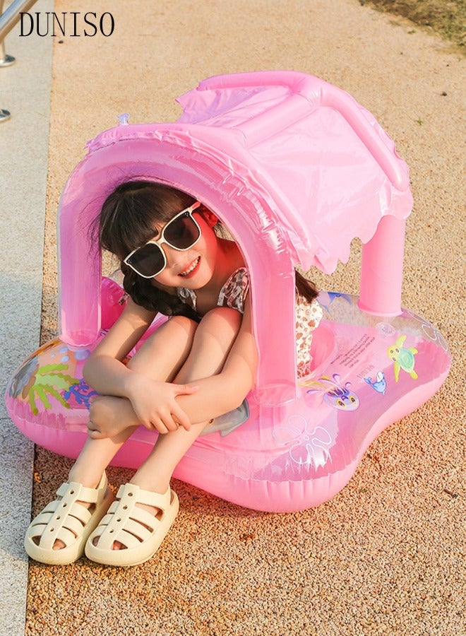 DUNISO Baby Pool Float with Canopy Swimming Pool Float Inflatable for Kids, Inflatable Baby Float with Safety Seat and Handle Water Toys Boat Sunshade for Toddler 6-36 Months - Image 5
