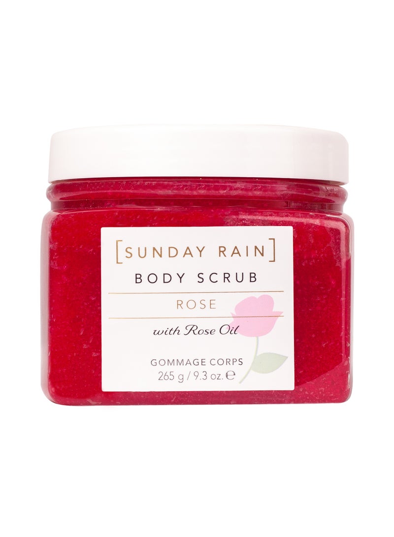 Sunday Rain Rose Body Scrub – Exfoliating Sugar Scrub with Natural Rose Oil, Vitamin A & C – Skin Polish for Smooth, Radiant Skin – Calming Floral Scent – 265g – Vegan & Cruelty-Free - Image 1
