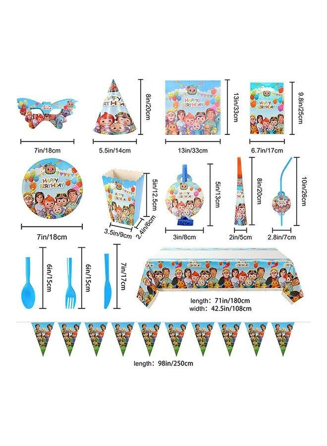 LOVET 145 pcs disposable coco party tableware melon theme, kids birthday party celebration, baby shower party suppliers with plates, spoons, folks, cups, napkins, invitation cards, etc 16 items - Image 3