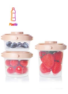 Excefore Baby Food Container, DELFINO 3 Pack 100% Airtight Leak-Proof with Measurement Indication Plastic Baby Food Storage Box for Fruit Puree Yogurt  - Image 1