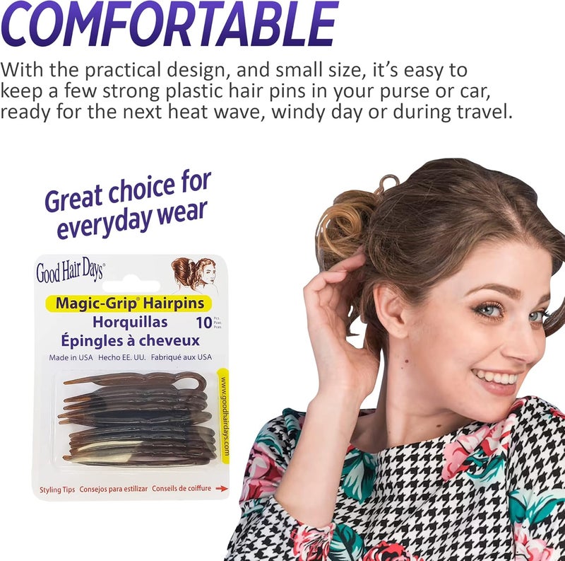 Good Hair Days Magic-Grip Hair Pins Set of 10 in Tortoise Shell - Image 3