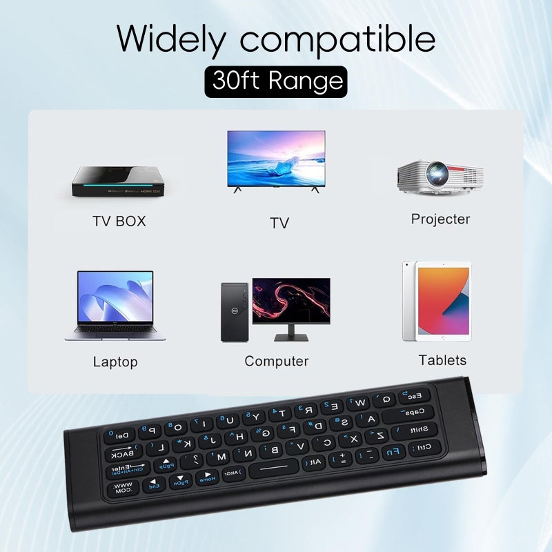 iPazzPort Mini Bluetooth Keyboard with Air Mouse - 2.4G Wireless Computer Remote, Aluminum Shell, IR Learning Button, Type-C Rechargeable, 10M Range for Smart TV/Windows/Android (Black) - Image 3