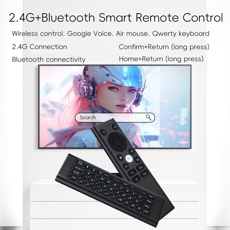 iPazzPort Mini Bluetooth Keyboard with Air Mouse - 2.4G Wireless Computer Remote, Aluminum Shell, IR Learning Button, Type-C Rechargeable, 10M Range for Smart TV/Windows/Android (Black) - Image 2