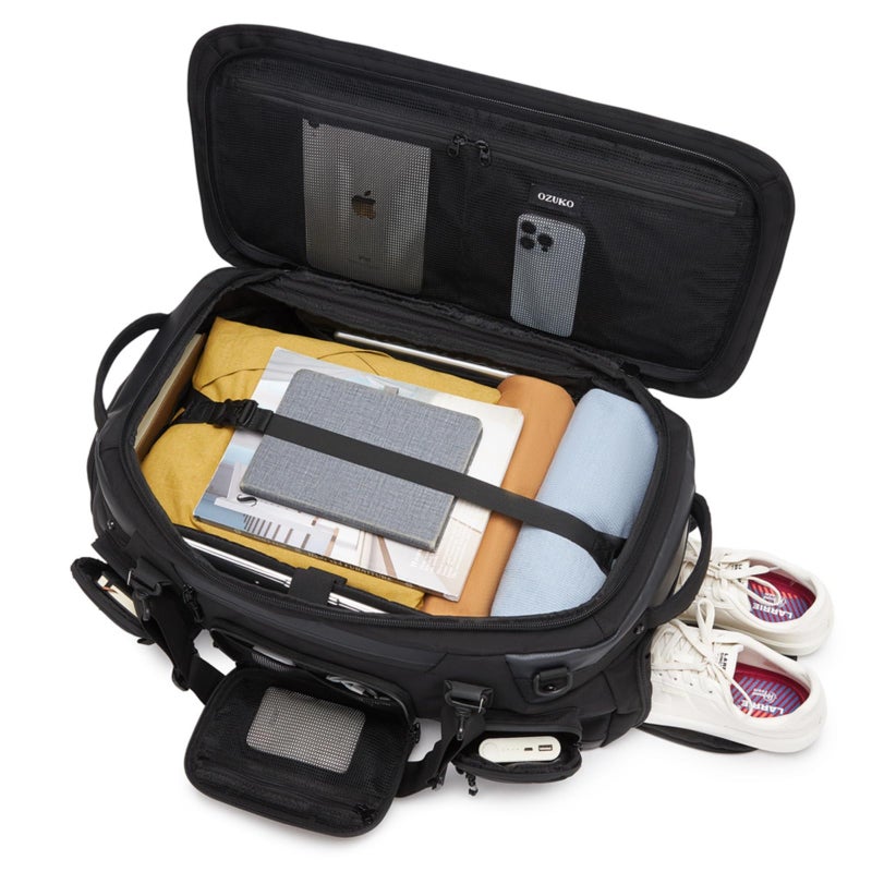 OZUKO Waterproof Travel Duffel Backpack for Gym Weekender and Travel Use with 2 in 1 Design 52L Large Capacity, Black, 9904 - Image 5