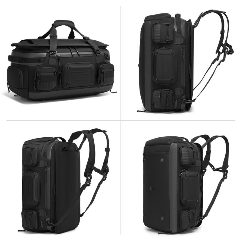 OZUKO Waterproof Travel Duffel Backpack for Gym Weekender and Travel Use with 2 in 1 Design 52L Large Capacity, Black, 9904 - Image 4