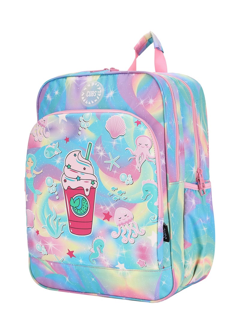 CUBS Mermaid Frappe Print Waterproof Kids 38L Hardtop Backpack with zip closure Ideal for 6-12 years age group, Compatible with 15" Laptop - Image 2
