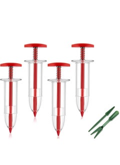 Excefore Small Seed Planter Tool Mini Garden Hand Tools Distribute Seeds Evenly Indoor Outdoor Sowing Seed Dispenser with 2 Transplanting Tools for Plante Carrot Lettuce Grass Spinach Kale Radish Seed 4PCS  - Image 1