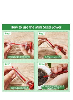 Excefore Small Seed Planter Tool Mini Garden Hand Tools Distribute Seeds Evenly Indoor Outdoor Sowing Seed Dispenser with 2 Transplanting Tools for Plante Carrot Lettuce Grass Spinach Kale Radish Seed 4PCS  - Image 5