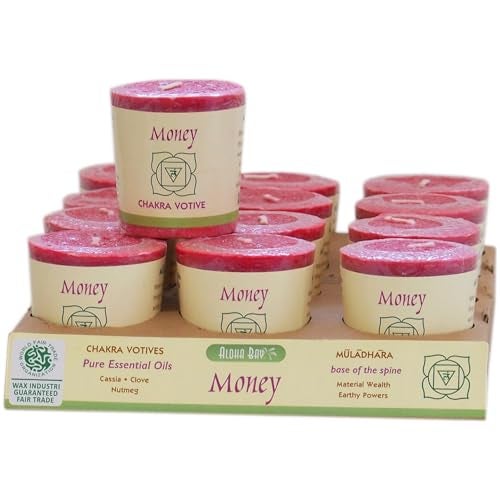 Aloha Bay Premium Scented Hand Made Chakra Energy Candle | Votive 12-pack |Money, Muladhara| Yoga, Prayer & Meditation Candle | Long Burn |Essential Oils of Cassia, Clove & Nutmeg | Aloha Bay - Image 2