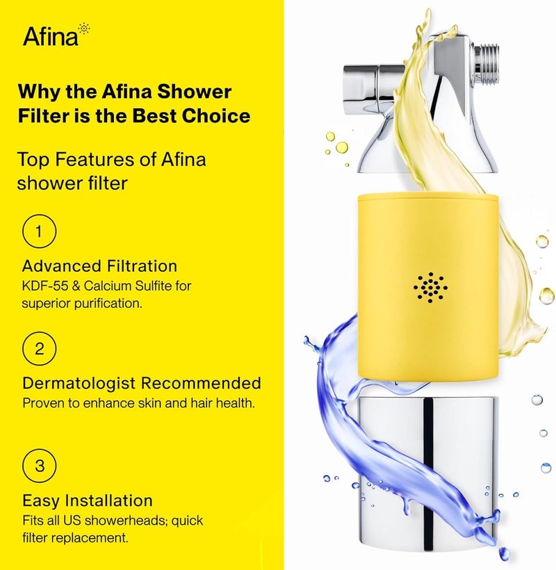 Afina Shower Filter For Hard Water - Removes 99% Chlorine, Harmful Substances & Heavy Metals - Improves your Skin & Hair (Chrome) - Image 3