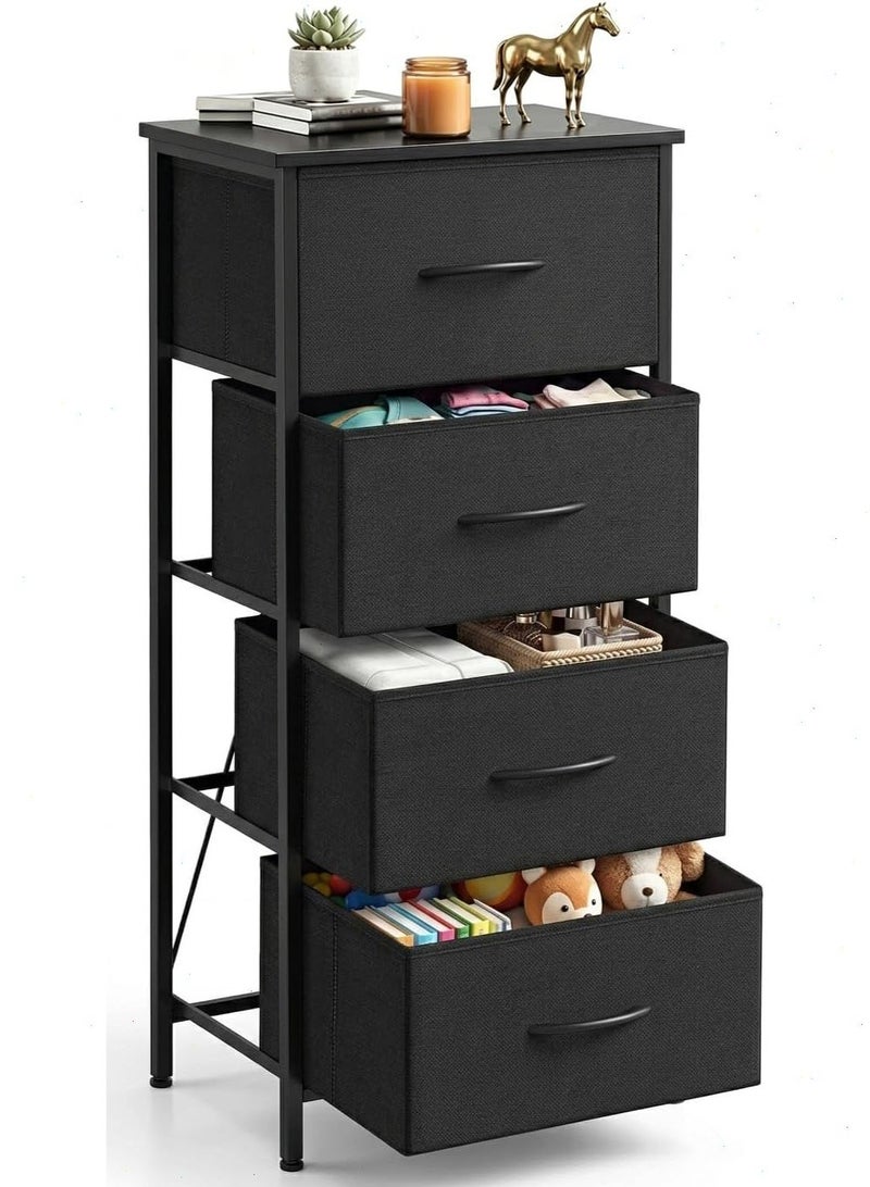 Storage Drawer Cabinet Dresser for Bedroom,4 Non-Woven Fabric Drawers,Chest of Drawers, Steel, Storage Organizer Unit, Closet, Entryway - Image 4