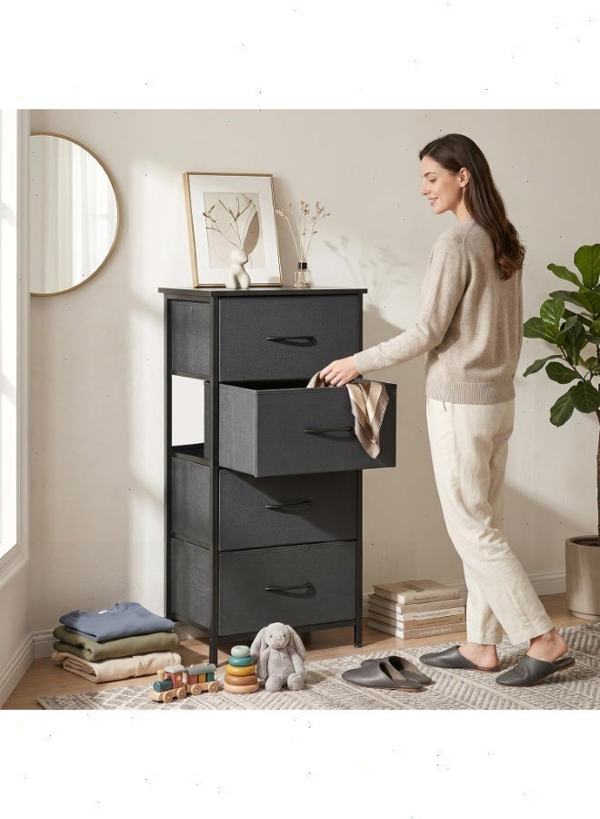 Storage Drawer Cabinet Dresser for Bedroom,4 Non-Woven Fabric Drawers,Chest of Drawers, Steel, Storage Organizer Unit, Closet, Entryway - Image 5