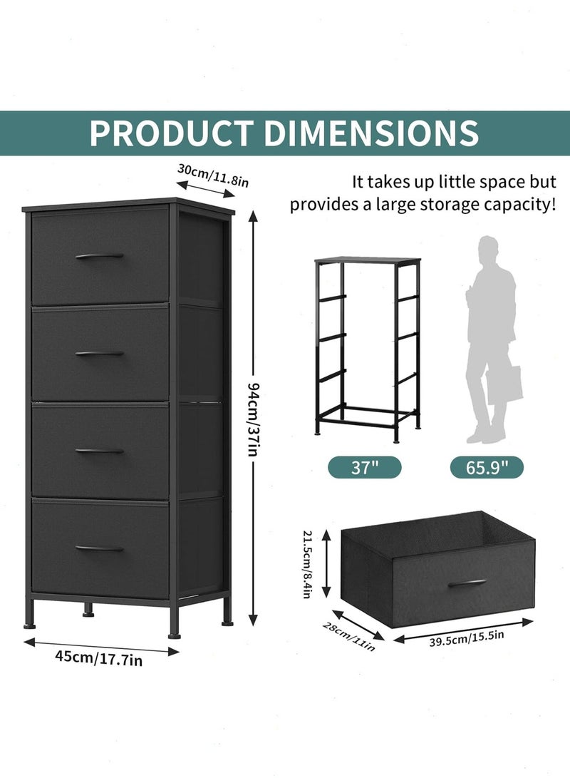 Storage Drawer Cabinet Dresser for Bedroom,4 Non-Woven Fabric Drawers,Chest of Drawers, Steel, Storage Organizer Unit, Closet, Entryway - Image 3
