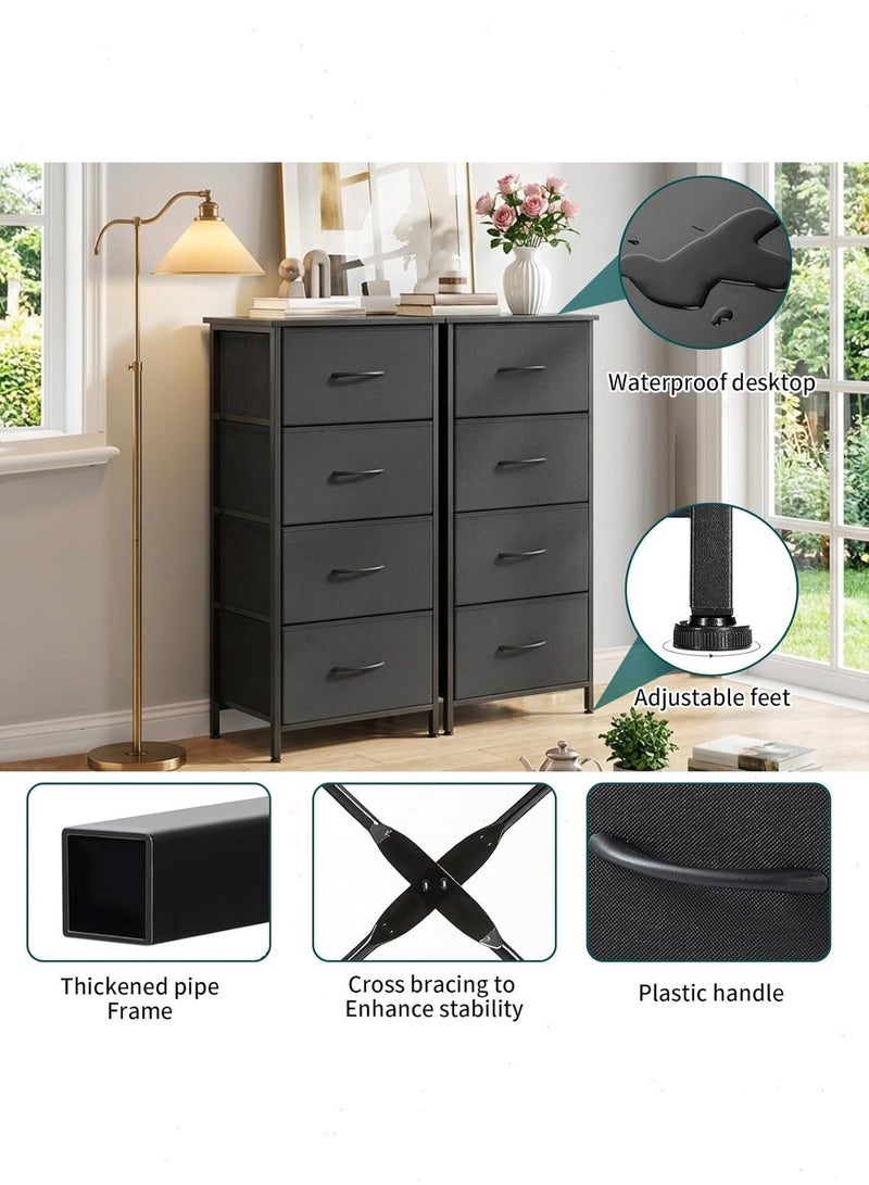Storage Drawer Cabinet Dresser for Bedroom,4 Non-Woven Fabric Drawers,Chest of Drawers, Steel, Storage Organizer Unit, Closet, Entryway - Image 2
