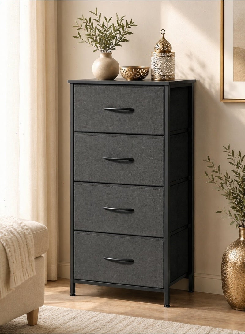 Storage Drawer Cabinet Dresser for Bedroom,4 Non-Woven Fabric Drawers,Chest of Drawers, Steel, Storage Organizer Unit, Closet, Entryway - Image 1