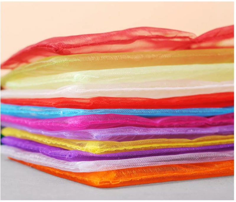Beingelegant - Pack of 25 Multi Colour Plain Organza Shagun Potli Bags Kitty Party Packing Drawstring Potli Pouch, Gift Goodies Goodies Candy Bags Size : 10x14 (Mix Color) - Image 5