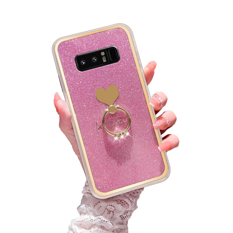 Easyscen for Samsung Galaxy Note 8 Phone Case Girls Women Cute Luxury Glitter Soft Slim Case with Ring Kickstand Bumper Shockproof Protective Cover Pink - Image 3