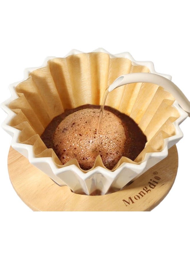 Mongdio Coffee Filter Papers, Cake-Shaped Pour-Over Coffee Filters, Natural Wood Pulp, 50 Pieces Per Pack - Image 3