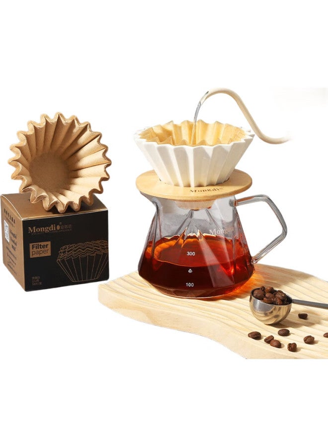 Mongdio Coffee Filter Papers, Cake-Shaped Pour-Over Coffee Filters, Natural Wood Pulp, 50 Pieces Per Pack - Image 2
