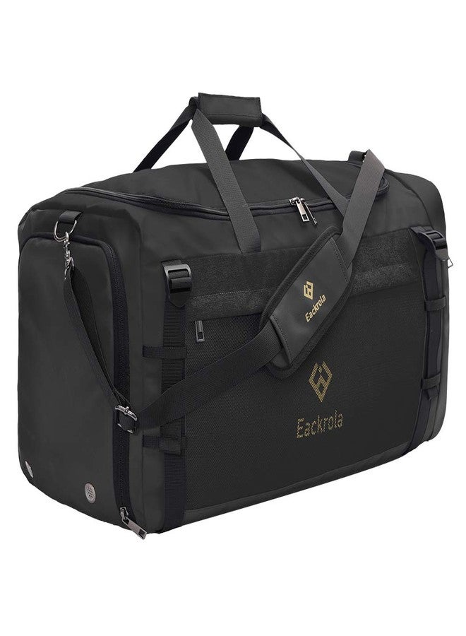 Eackrola Large Sports Gym Bag, Travel Duffel bag with Wet Pocket & Shoes Compartment for men women, 65L, Lightweight（Black） - Image 1
