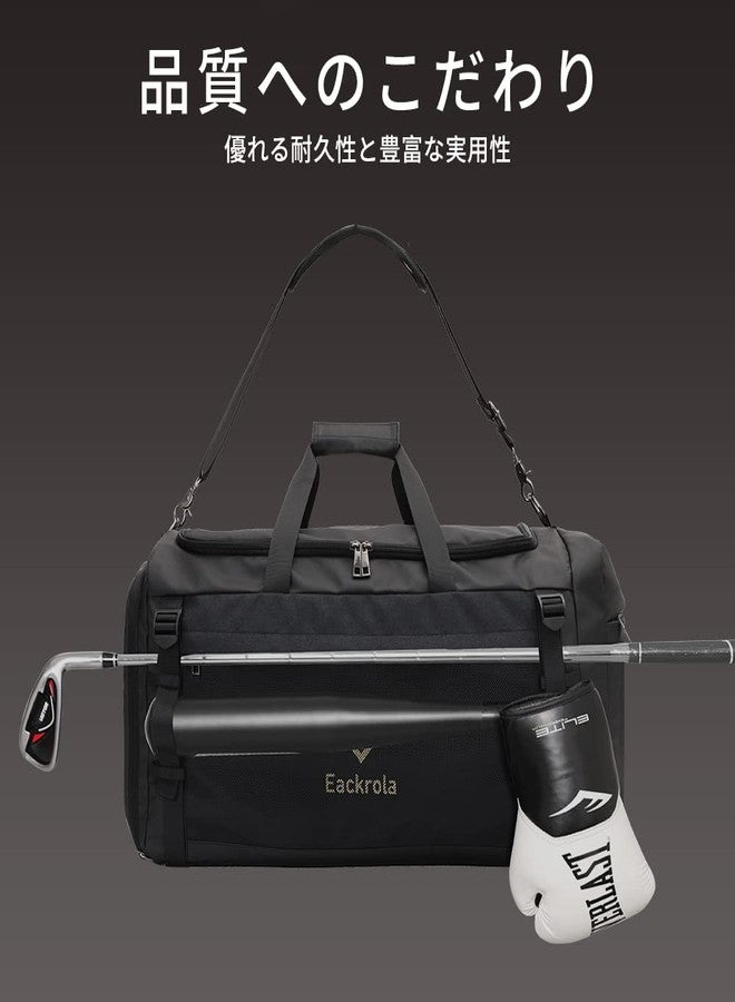 Eackrola Large Sports Gym Bag, Travel Duffel bag with Wet Pocket & Shoes Compartment for men women, 65L, Lightweight（Black） - Image 4