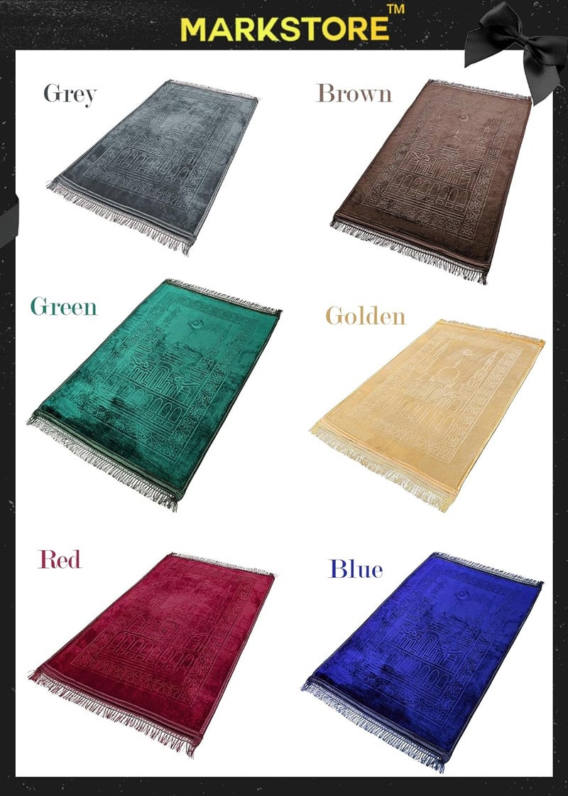 MARK STORE Prayer Mat Embossed Anti-Slip Velvet Top Prayer Rug for Umrah Hajj Ramadan 80 x 120 cm, Best Gift For Ramadan (Grey) - Image 5