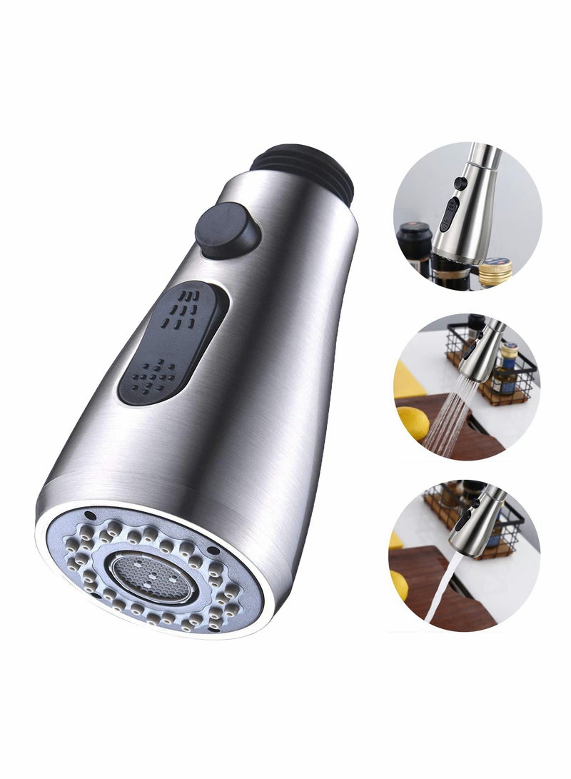 Excefore Kitchen Faucet Spray Head, Pull Out Spray Head Replacement Part, 3 Modes Water Saving Splash-Proof Kitchen Tap Shower Head for Kitchen Mixer Tap Universal G 1/2 (Brushed Nickel) - Image 1