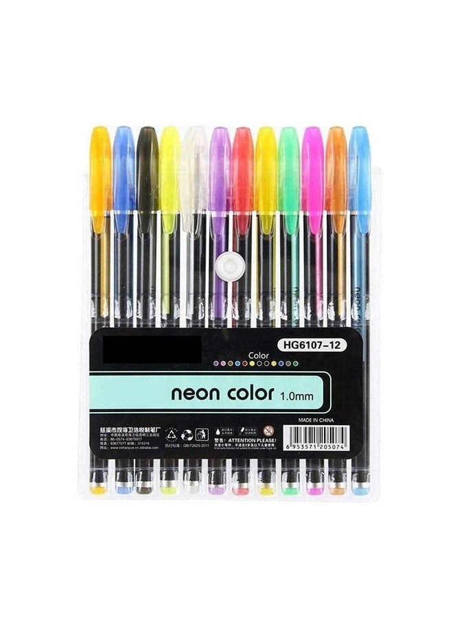 eS³kube 1 Book A4 Size 20 Pages 140 GSM Black Paper Drawing Pad Sketching Book with Hardback & 12pc Colorful Neon Glitter Gel Ink Pen Set for Artists - Image 2