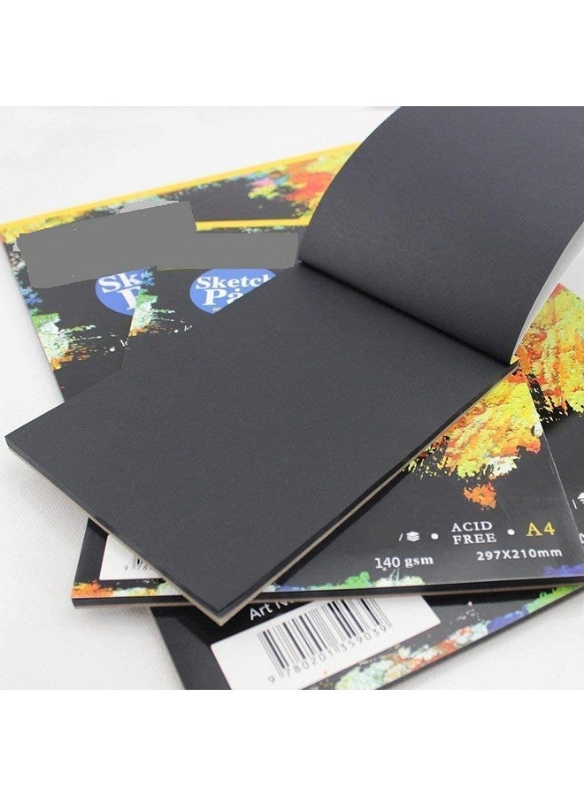 eS³kube 1 Book A4 Size 20 Pages 140 GSM Black Paper Drawing Pad Sketching Book with Hardback & 12pc Colorful Neon Glitter Gel Ink Pen Set for Artists - Image 4
