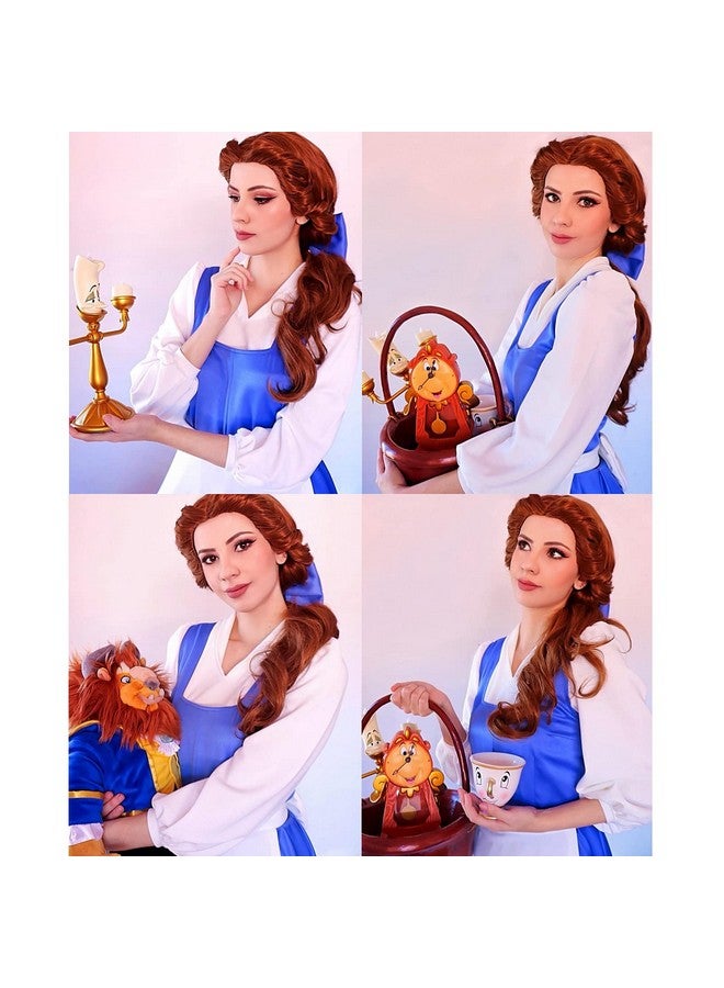 TSNOMORE Princess Cosplay Wig for Girls Long Light Brown Wavy Synthetic Hair with Braid Wig Cosplay Costume Carty Halloween Wig - Image 4