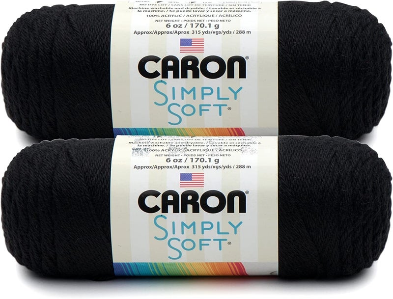 Bulk Buy Caron Simply Soft Yarn Solids 2pack Black