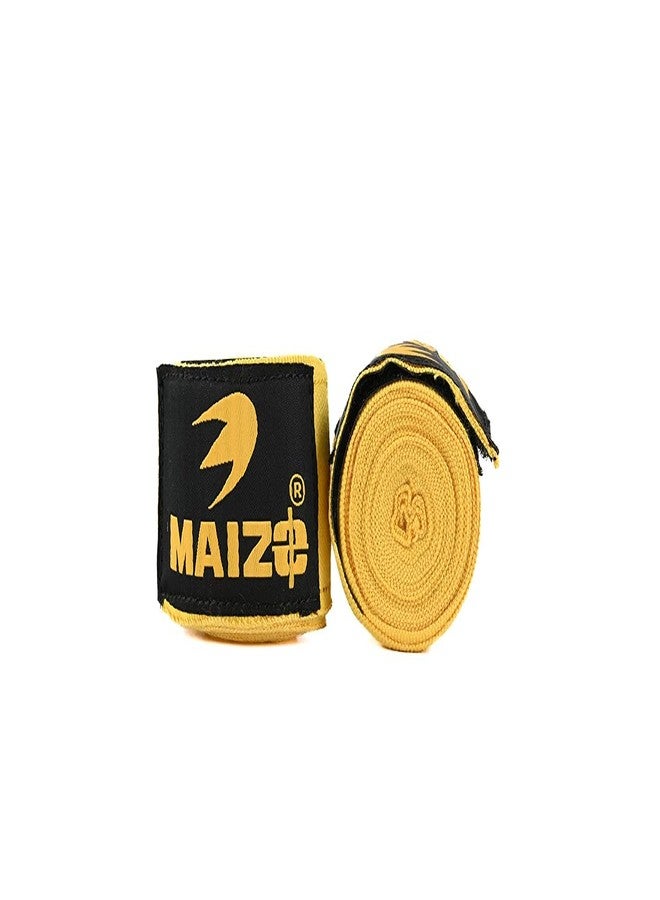 MAIZO ضمادة دعم اليد المرنة من مايزو، مثالية للتمارين الرياضية/الملاكمة واللكم، رائعة لفنون القتال المختلطة، والملاكمة التايلاندية، وفنون الدفاع عن النفس، ودعم المعصم للبالغين (180، أصفر) - Image 3
