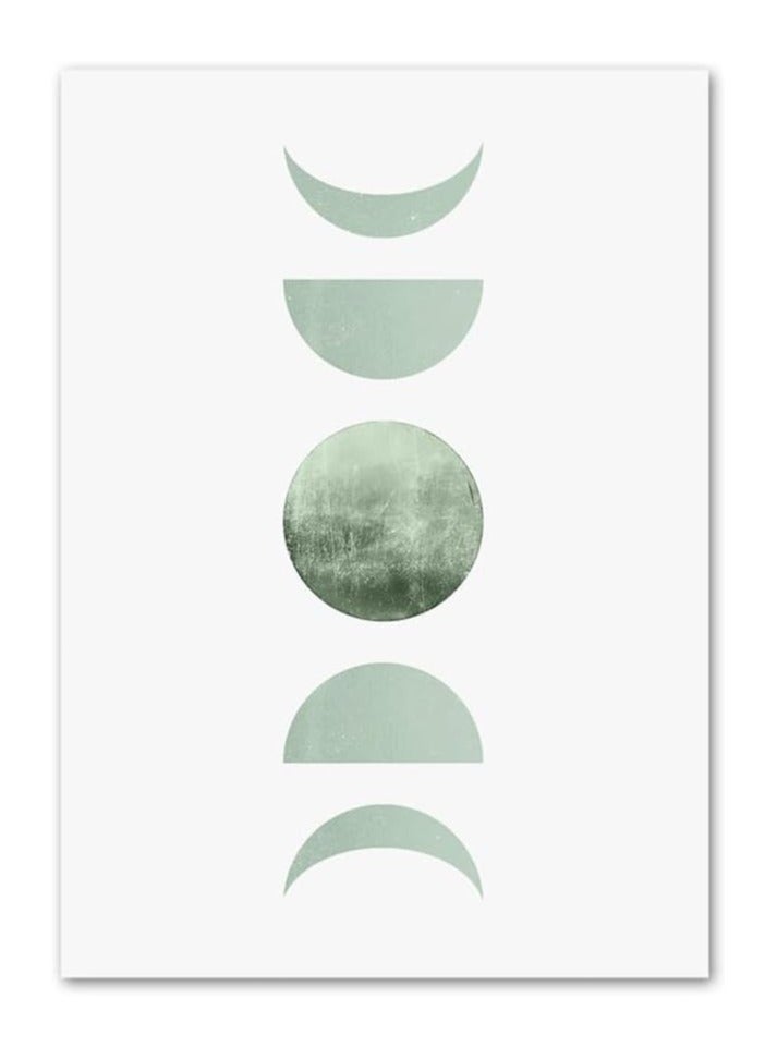 NANAO Modern Abstract Wall Art, Set of 4 Canvas Prints, Geometric Line and Botanical Design, Green and Beige, 30 x 40 cm (4) - Image 5