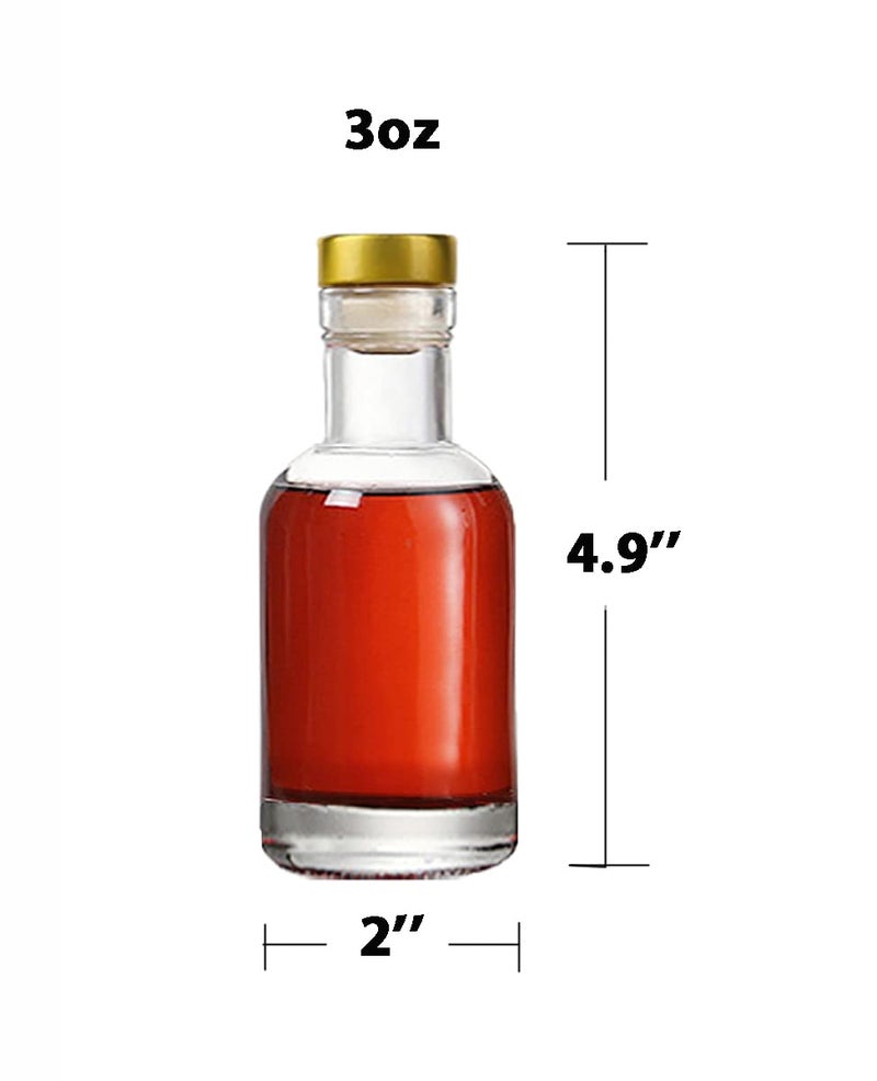 Kaachli Clear Glass Bottles 3 oz - 100ml [Pack of 12] for Wine Beverages Drinks Oil Vinegar Kombucha Beer Water Soda with Cork Stopper Airtight Lid - Image 3