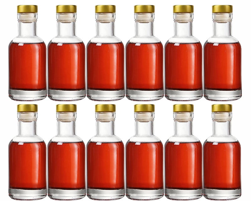 Kaachli Clear Glass Bottles 3 oz - 100ml [Pack of 12] for Wine Beverages Drinks Oil Vinegar Kombucha Beer Water Soda with Cork Stopper Airtight Lid - Image 1