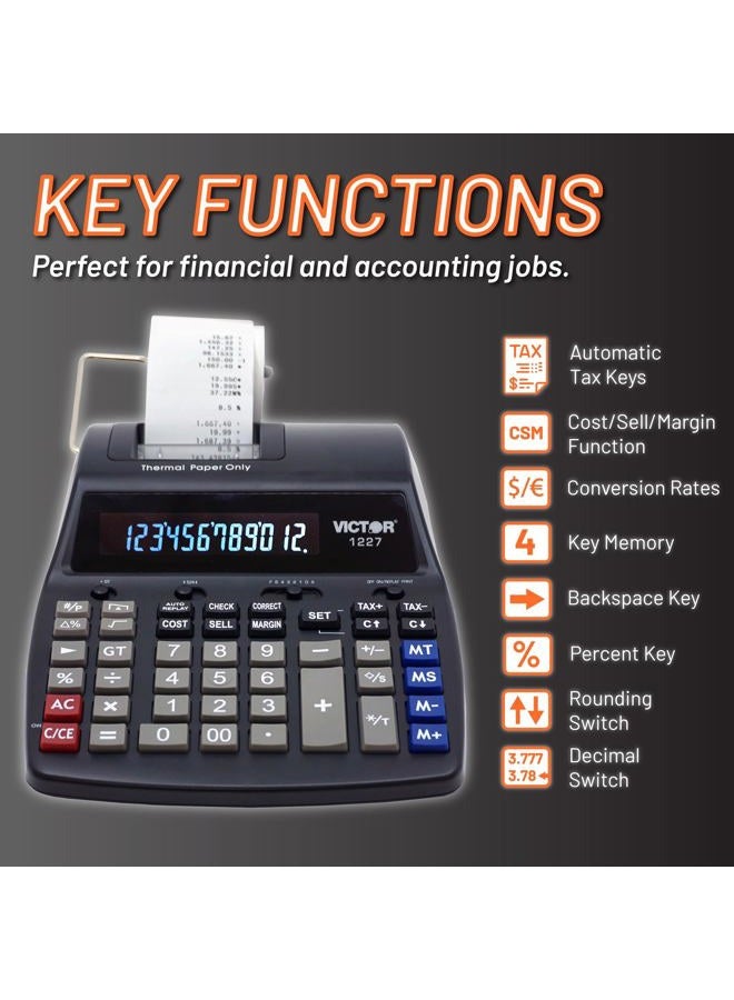 Victor Thermal Printing Calculator with Check & Correct – Fast, Ink-Free Printing, Large Screen, Smudge-Free Results for Office & Accounting - Image 3