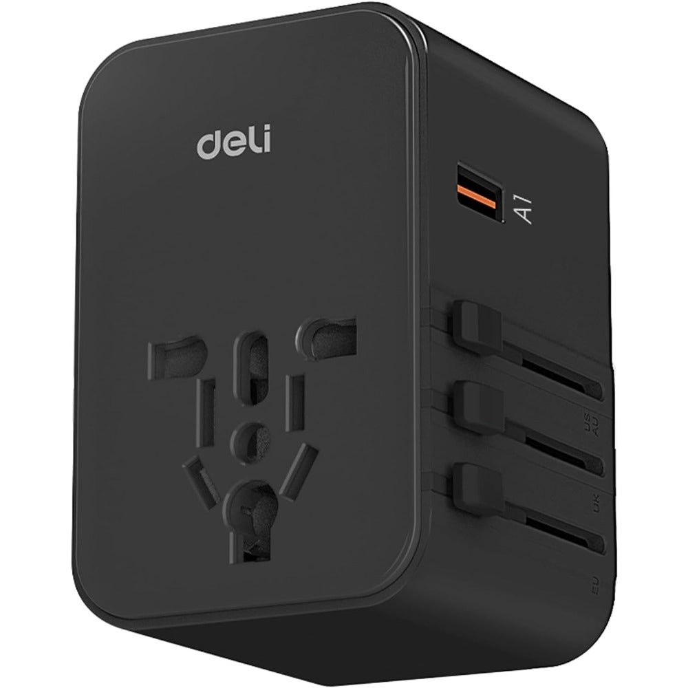 International Travel Adapter 45W, Worldwide Plug Adaptor with 2A3C USB Ports Fast Charging, Works with EU/UK/US/AU Plug Socket, Portable Power Converter for Multi-Country, 6A Fuse Safety Lock