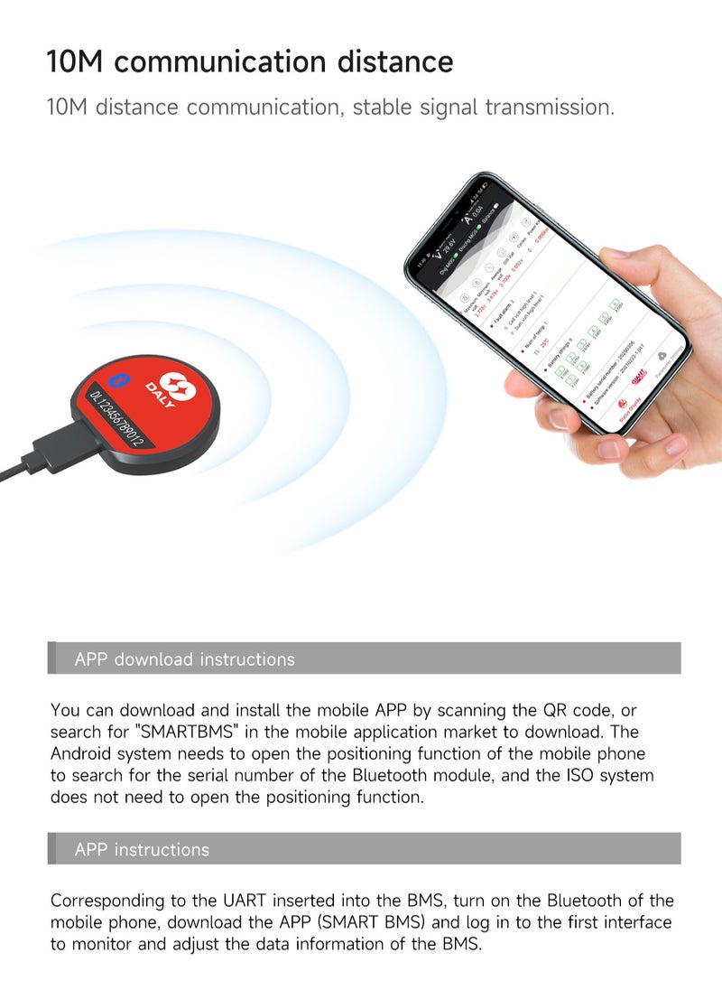Daly BMS WiFi and Bluetooth Module Accessory for Wireless Monitoring and Configuration on Android, iOS, and PC