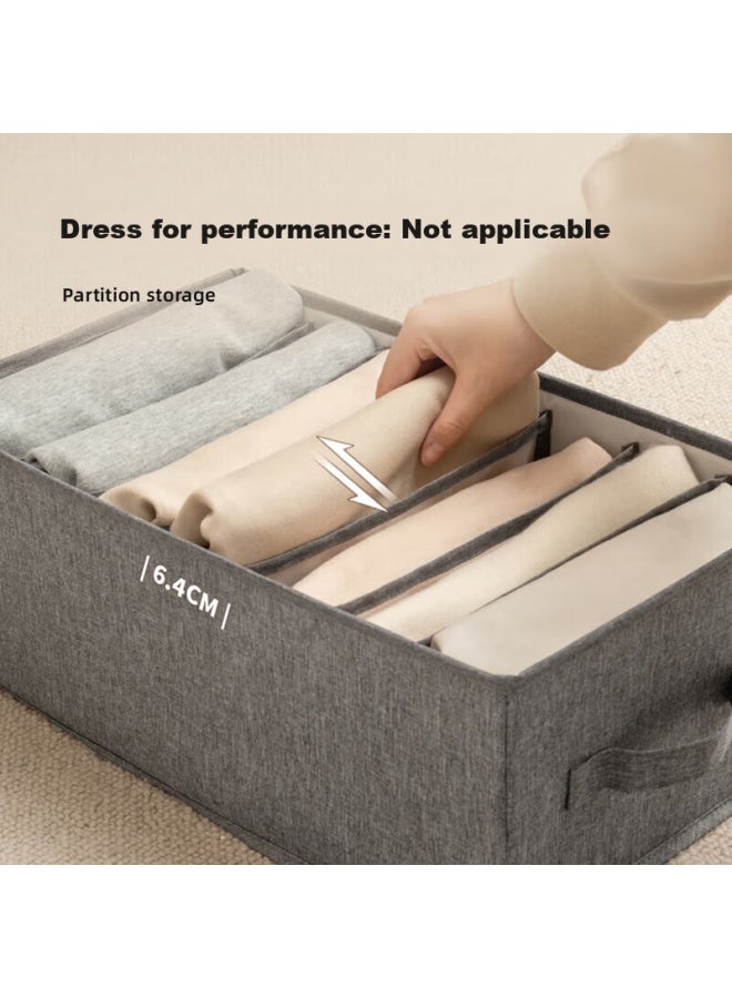 Eachy Clothes And Pants Storage Box, Wardrobe Organizer, Compartmentalized Denim Pants Storage Container, Dark Gray - 7 Compartments - Image 2
