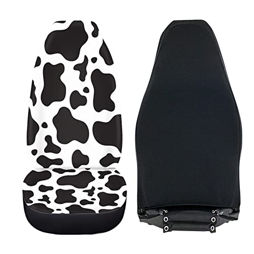 Dreaweet 2 Pcs Cute Cow Print Car Front Seat Covers,Cute Cow Pattern Auto Bucket Seats Protector Fit for SUV/Trucks/Sedans - Image 3