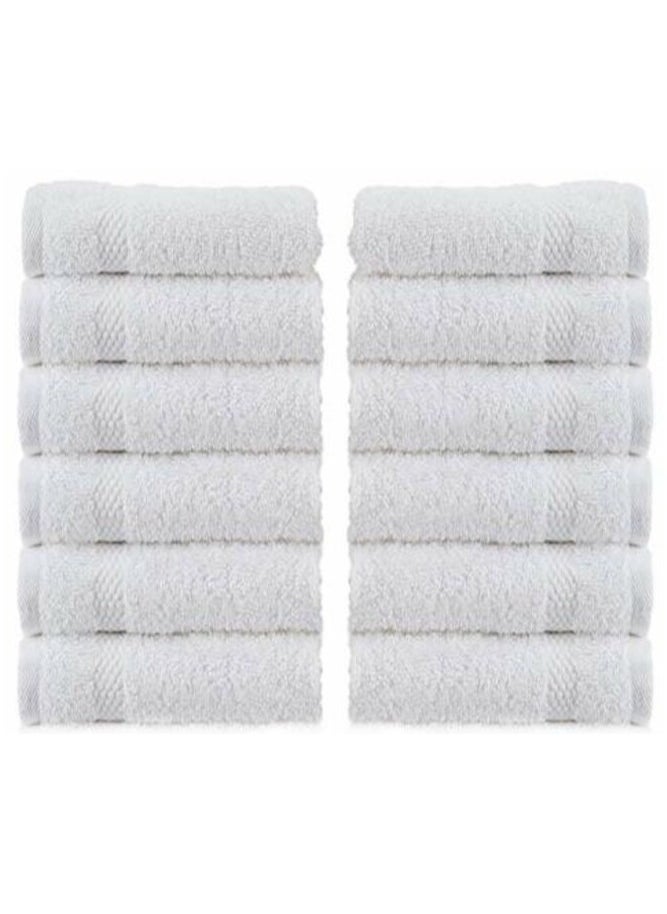 White Classic White Classic WhiteClassic Luxury Cotton Washcloths - Large Hotel Spa Bathroom Face Towel | 12 Pack  - Image 1