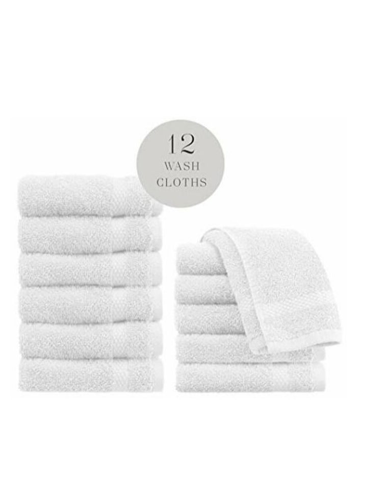 White Classic White Classic WhiteClassic Luxury Cotton Washcloths - Large Hotel Spa Bathroom Face Towel | 12 Pack  - Image 2