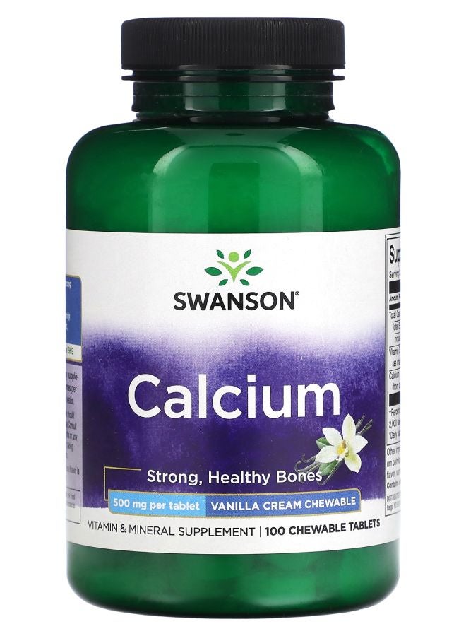 SWANSON Calcium Vanilla Cream 500 mg 100 Chewable Tablets