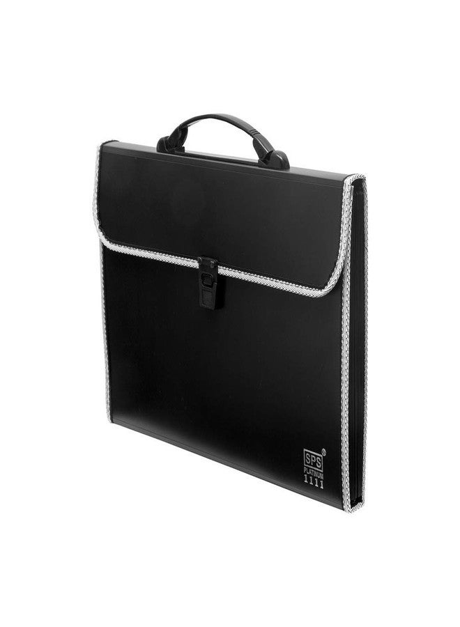 SHB Plastic Presents The Plastic File 13 Folder F|C Expanding Bag with Handle 1111 (Set of 1) - Sturdy Black Document Storage Solution for Organizing Files and Papers On-The-Go - Image 2