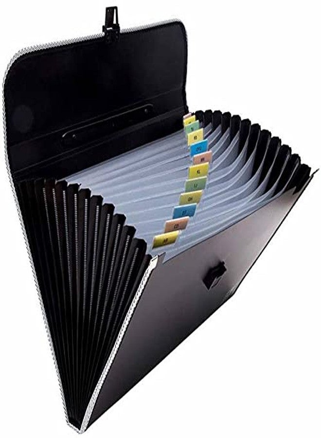 SHB Plastic Presents The Plastic File 13 Folder F|C Expanding Bag with Handle 1111 (Set of 1) - Sturdy Black Document Storage Solution for Organizing Files and Papers On-The-Go - Image 4