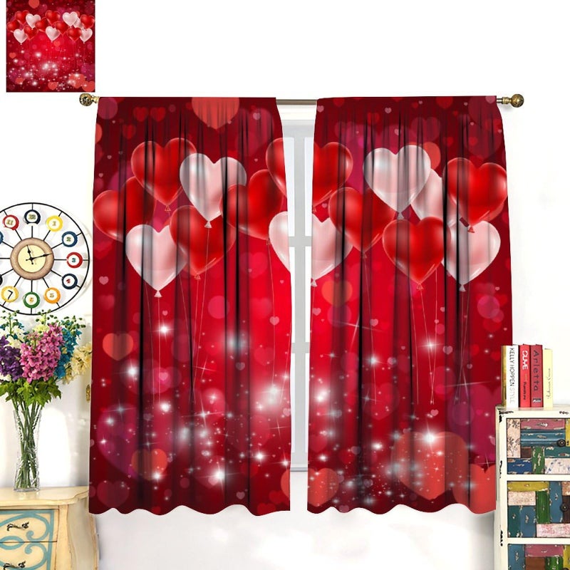 AAVEUP Valentine Day Love Blackout Curtains for Bedroom,Pink Red Romantic Love Heart Love Valentine Stars Window Treatments Print for Girls Kitchen Living Room 41x44.5in - Image 4