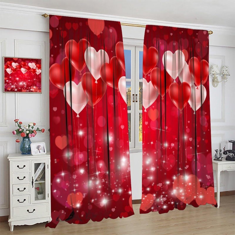 AAVEUP Valentine Day Love Blackout Curtains for Bedroom,Pink Red Romantic Love Heart Love Valentine Stars Window Treatments Print for Girls Kitchen Living Room 41x44.5in - Image 5