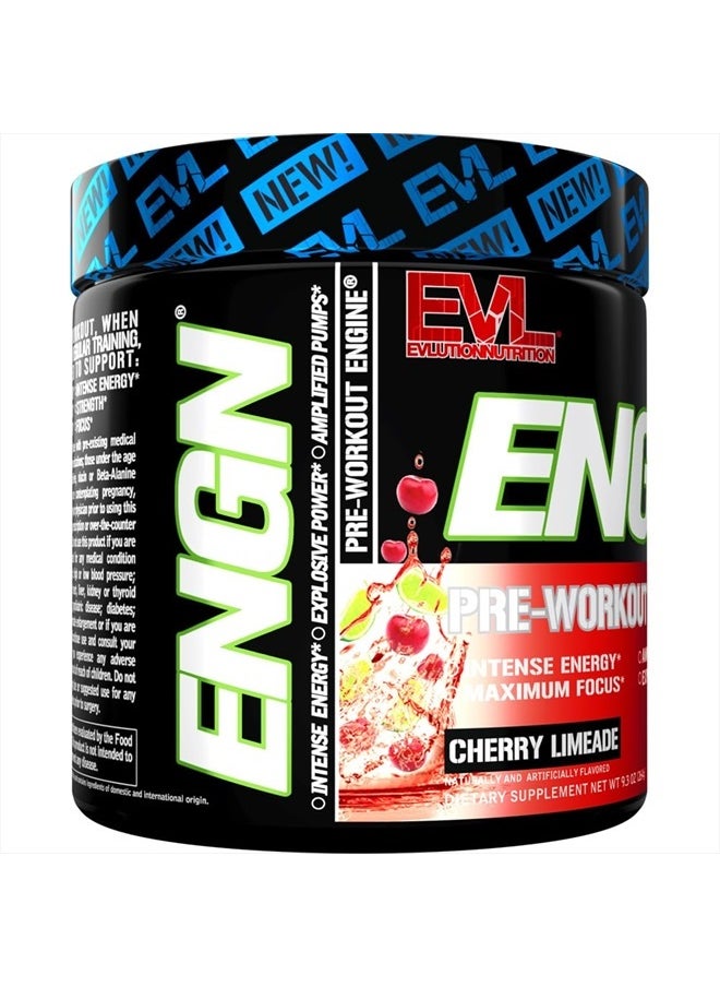 Evlution - EVL Intense Pre Workout with Creatine - Pre Workout Powder Drink for Lasting Energy Focus and Recovery - ENGN Energizing Pre Workout for Men with Beta Alanine Caffeine and L Theanine - Cherry Limeade - Image 1