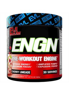 Evlution EVL Intense Pre Workout with Creatine - Pre Workout Powder Drink for Lasting Energy Focus and Recovery - ENGN Energizing Pre Workout for Men with Beta Alanine Caffeine and L Theanine - Cherry Limeade  - Image 1
