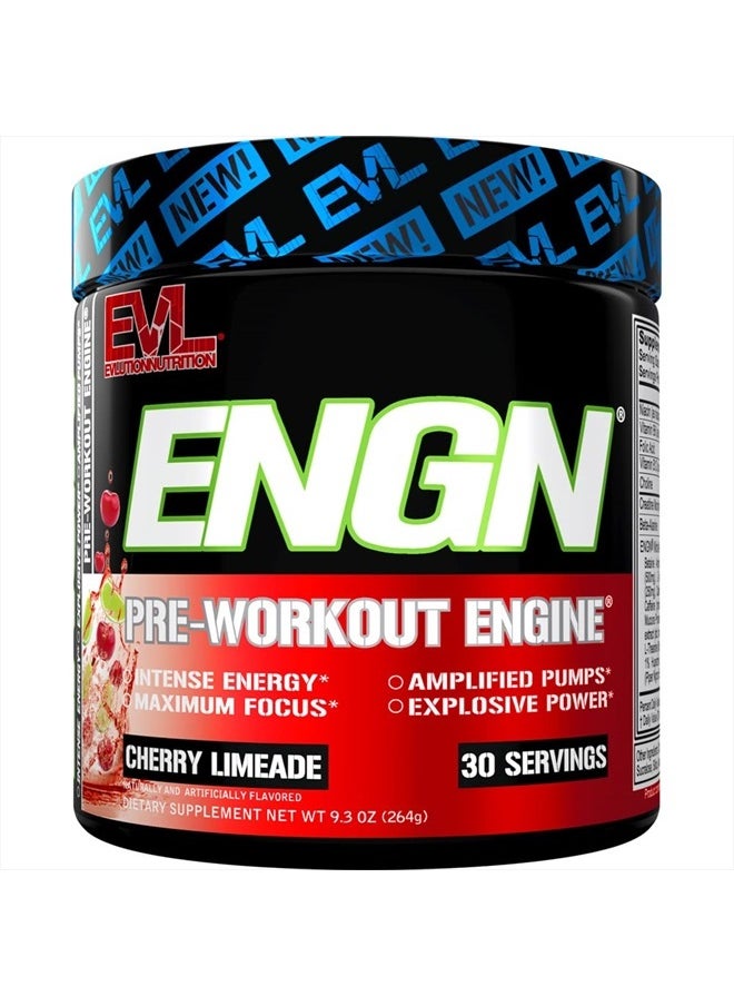 Evlution - EVL Intense Pre Workout with Creatine - Pre Workout Powder Drink for Lasting Energy Focus and Recovery - ENGN Energizing Pre Workout for Men with Beta Alanine Caffeine and L Theanine - Cherry Limeade - Image 1